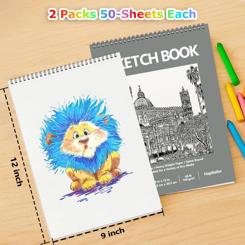 كتاب رسم مقاس 9 × 12 بوصة، عبوتان مكونتان من 50 ورقة كراسة رسم فنية حلزونية، ورق كتاب رسم فنان خالٍ من الأحماض، لوازم فنية للأطفال، أنشطة حرفية، ورق رسم لرسم رسم التلوين (أخضر) - Image 3